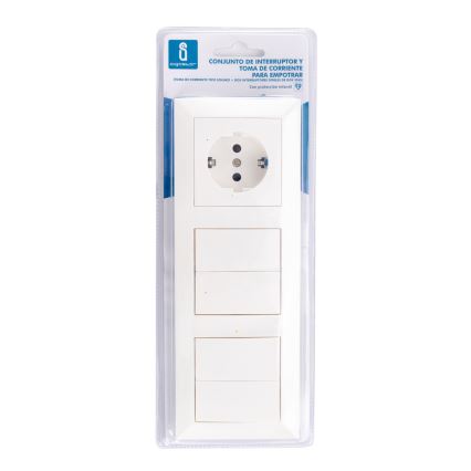 Aigostar - SET 2x Interruttore 2 bottoni con presa 1x16A/250V SCHUKO