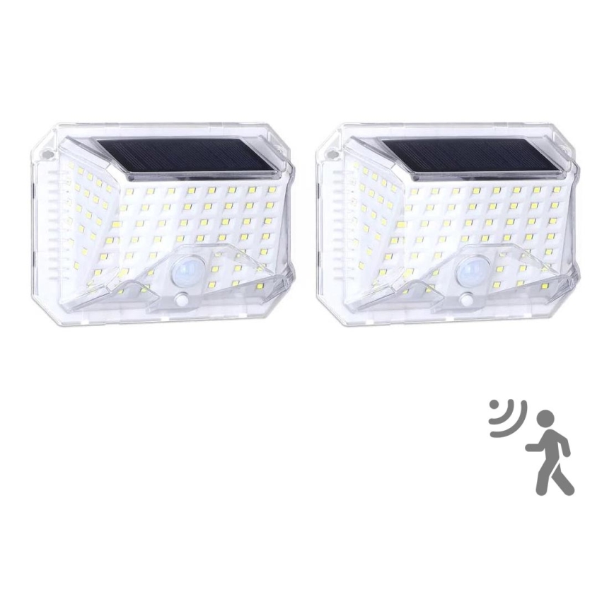 Aigostar - SET 2xLED Applique solare con sensore LED/1,48W/5V 6500K IP65