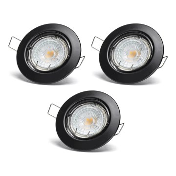 Aigostar - SET 3x faretti da incasso LED 1x GU10/4,5W/230V 3000K nero