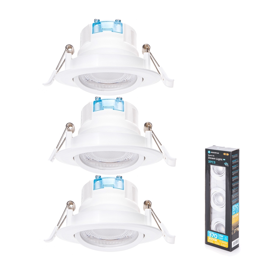 Aigostar - Set 3x faretti da incasso LED/5W/230V 3000K Ø 8,5 cm bianco