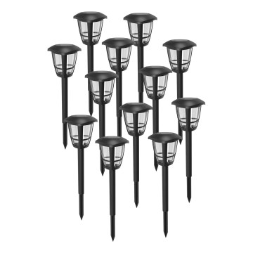 Aigostar - Set da 12 lampade solari a LED LED/0,06W/2V 33,8 cm 6500K 100 mAh IP44 nere