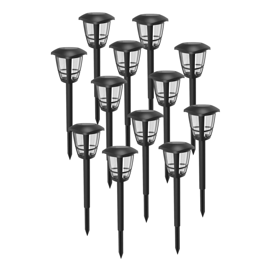 Aigostar - Set da 12 lampade solari a LED LED/0,06W/2V 33,8 cm 6500K 100 mAh IP44 nere