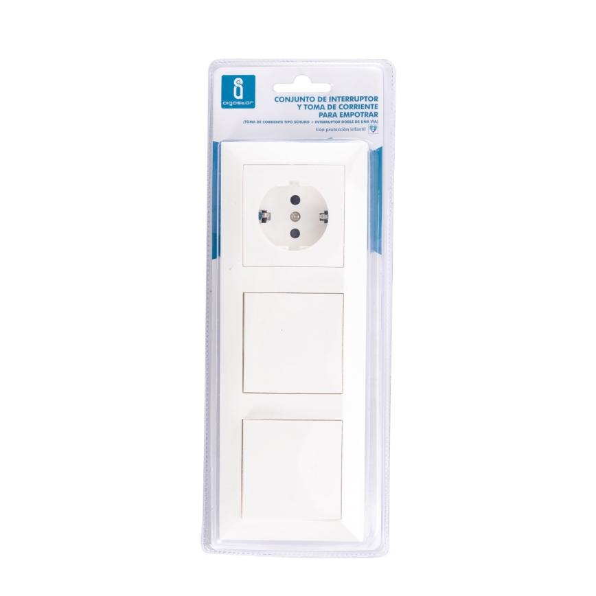 Aigostar - Set da 2 interruttori domestici con presa SCHUKO 1x16A/250V