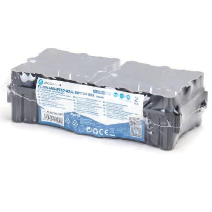 Aigostar - Set da 2 scatole di montaggio per installazione ad incasso, nere
