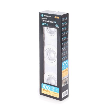 Aigostar - Set da 3 faretti da incasso LED, 5 W, 230 V, 4000 K, Ø 8,5 cm, bianco
