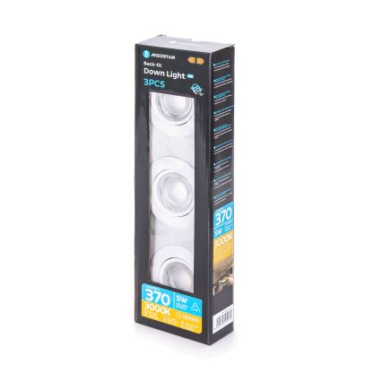 Aigostar - SET di 3 Faretti a Incasso LED/5W/230V 3000K diam. 8,5 cm bianco