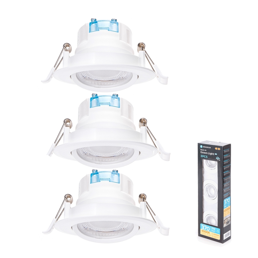 Aigostar - SET di 3 Faretti a Incasso LED/5W/230V 4000K diam. 8,5 cm bianco