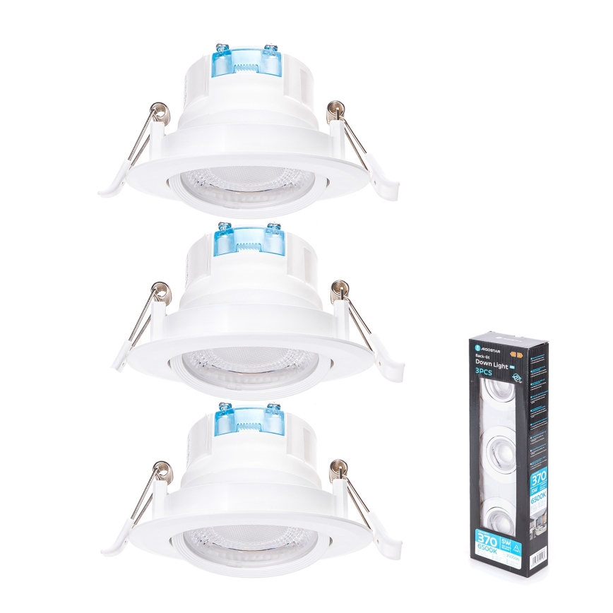Aigostar - Set di 3 faretti LED incassati LED/5W/230V 6500K diametro 8,5 cm bianco