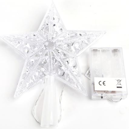 Aigostar - Stella LED per decorazione natalizia, 16 LED, 3xAA, bianco caldo