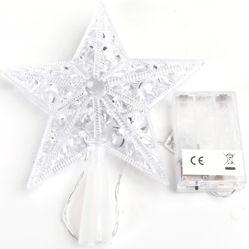 Aigostar - Stella LED per decorazione natalizia, 16 LED, 3xAA, bianco caldo