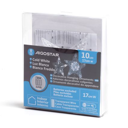 Aigostar - Stella natalizia a LED 10xLED/3xAA, bianco freddo
