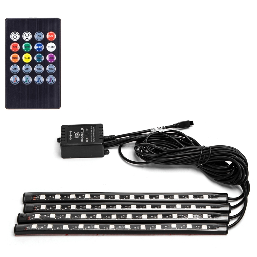 Aigostar - Strisce LED RGB dimmerabili per auto LED/4,5W/5V + telecomando