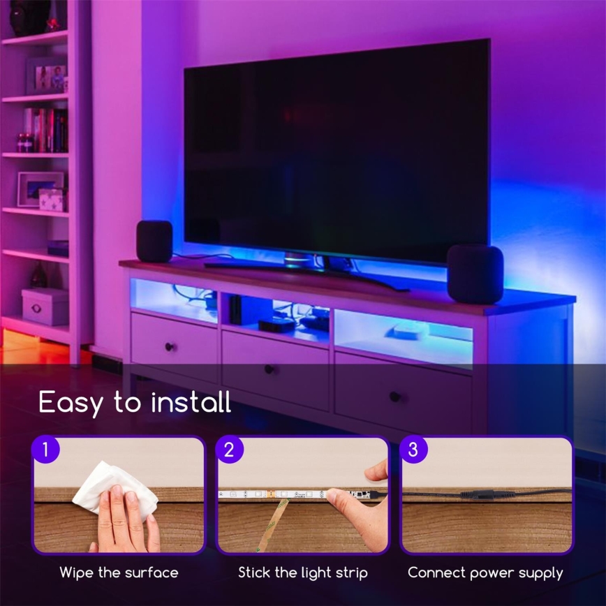 Aigostar - Striscia LED RGB dimmerabile 5 m, 24 W, 12 V/230 V, IP65 + telecomando