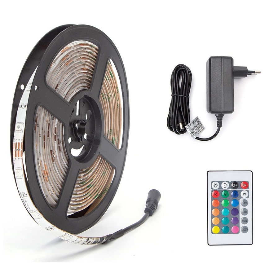 Aigostar - Striscia LED RGB dimmerabile 5 m, 24 W, 12 V/230 V, IP65 + telecomando