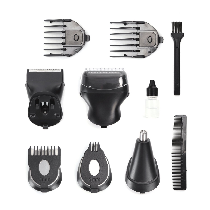 Aigostar - Tagliacapelli con accessori 6in1 5W/5V nero