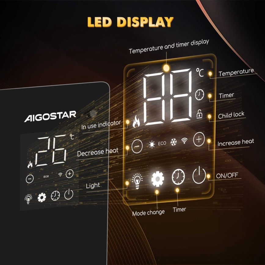 Aigostar - Termoconvettore elettrico intelligente 2000W con Wi-Fi
