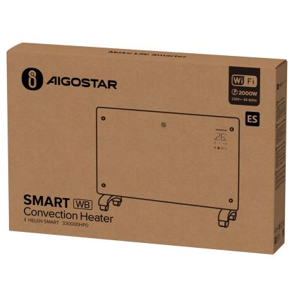 Aigostar - Termoconvettore/riscaldatore elettrico intelligente con display LCD ECO/1000/2000W Wi-Fi