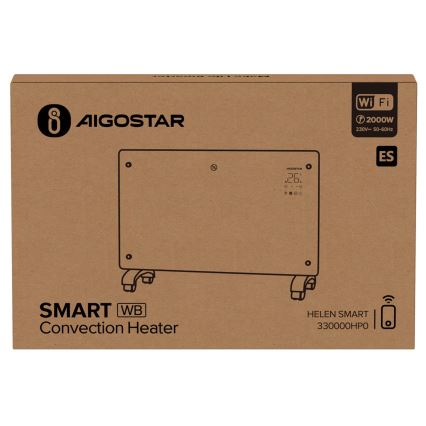 Aigostar - Termoconvettore/riscaldatore elettrico intelligente con display LCD ECO/1000/2000W Wi-Fi