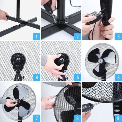 Aigostar - Ventilatore a piantana 40W/230V Ø 40 cm nero