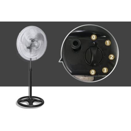Aigostar - Ventilatore a piantana 50W/230V diam. 50 cm cromato/nero