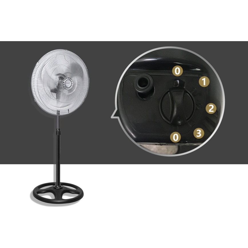 Aigostar - Ventilatore a piantana 50W/230V diam. 50 cm cromato/nero
