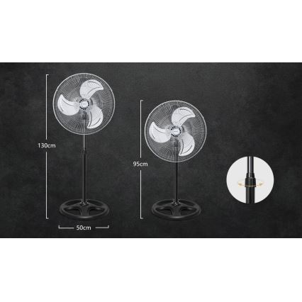 Aigostar - Ventilatore a piantana 50W/230V diam. 50 cm cromato/nero