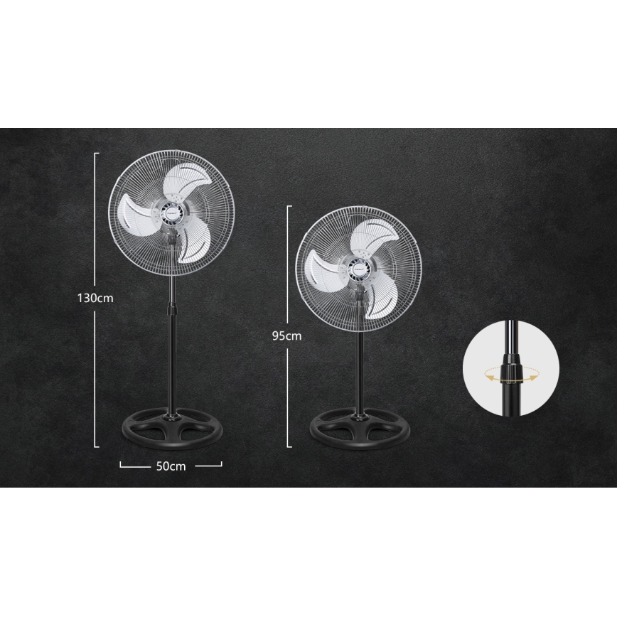 Aigostar - Ventilatore a piantana 50W/230V diam. 50 cm cromato/nero