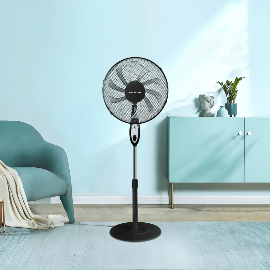 Aigostar - Ventilatore a piantana 55W/230V 130 cm nero + telecomando