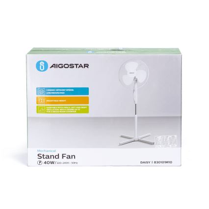 Aigostar - Ventilatore a torre 45W/230V 125 cm bianco