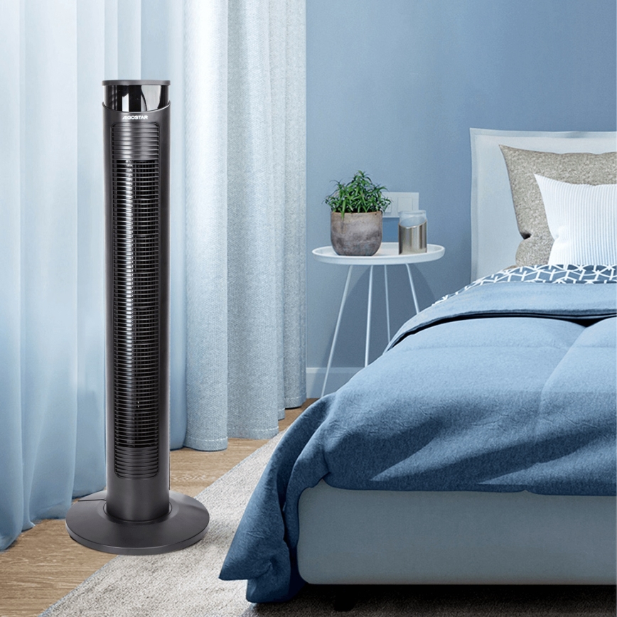Aigostar - Ventilatore a torre 45W/230V nero + telecomando