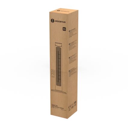 Aigostar - Ventilatore a torre 45W/230V nero + telecomando