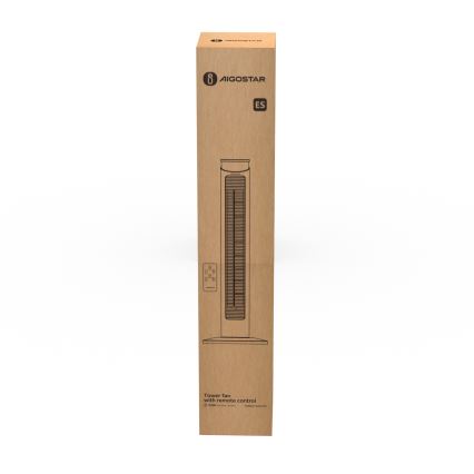 Aigostar - Ventilatore a torre 45W/230V nero + telecomando