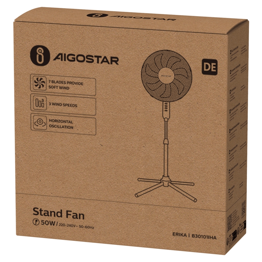 Aigostar - Ventilatore a torre 50W/230V 120 cm bianco