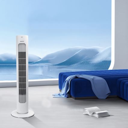 Aigostar - Ventilatore a torre 50W/230V bianco + telecomando