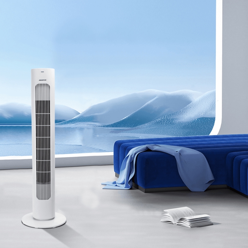 Aigostar - Ventilatore a torre 50W/230V bianco + telecomando