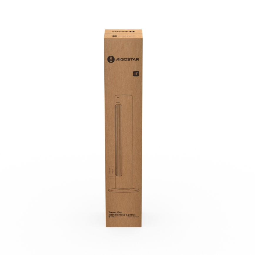 Aigostar - Ventilatore a torre 50W/230V bianco + telecomando