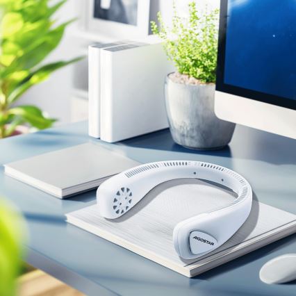 Aigostar - Ventilatore da collo ricaricabile 4W/5V 2000mAh bianco
