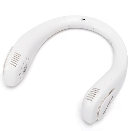 Aigostar - Ventilatore da collo ricaricabile 4W/5V 2000mAh bianco