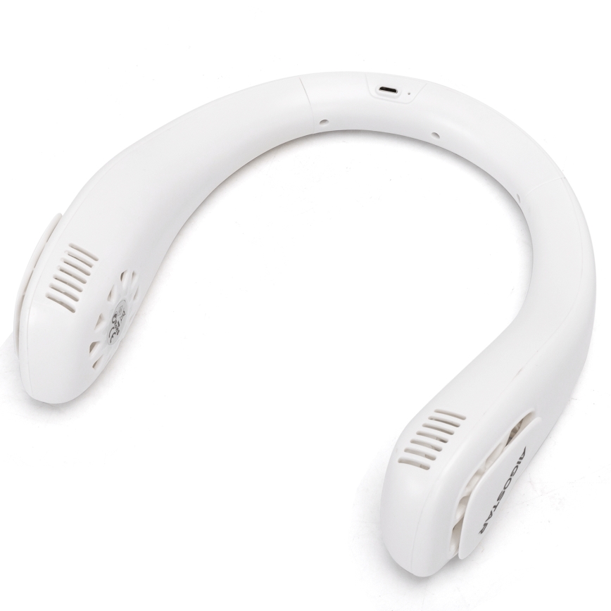 Aigostar - Ventilatore da collo ricaricabile 4W/5V 2000mAh bianco