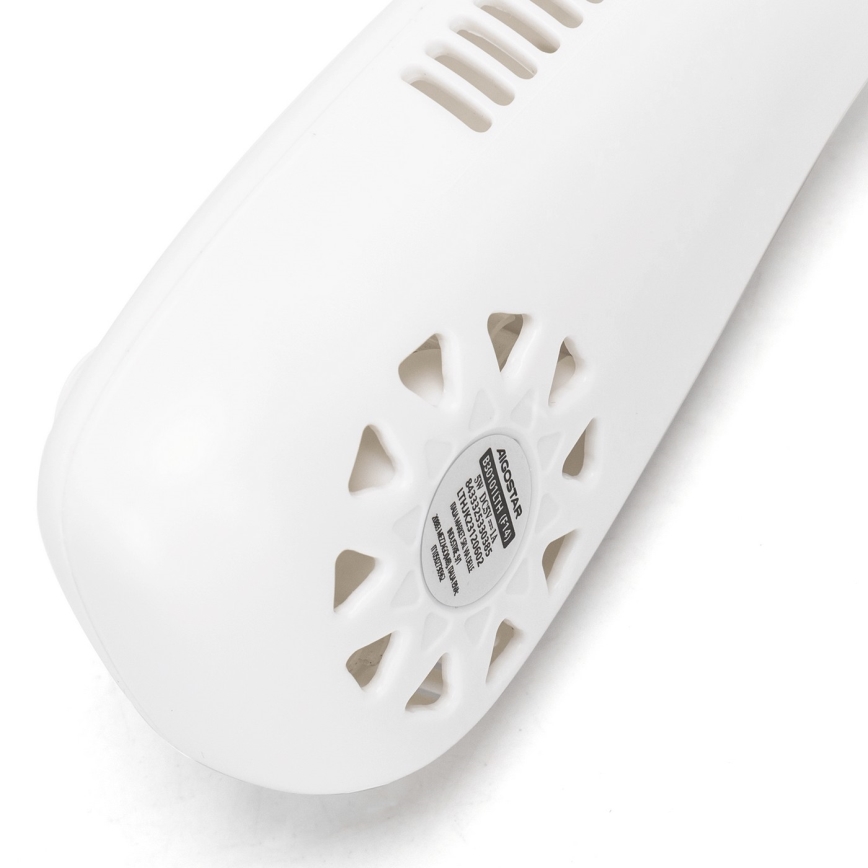 Aigostar - Ventilatore da collo ricaricabile 4W/5V 2000mAh bianco