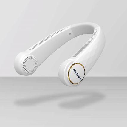 Aigostar - Ventilatore da collo ricaricabile 4W/5V 2000mAh bianco