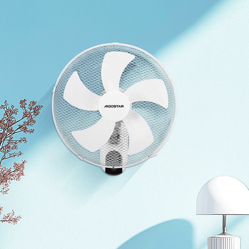 Aigostar -  Ventilatore da parete 45W/230V bianco + telecomando