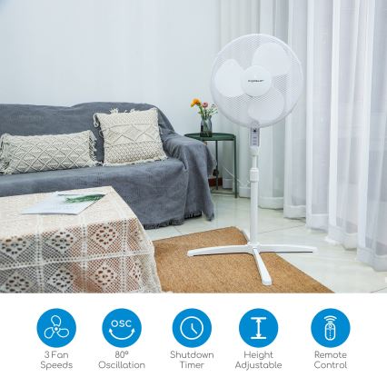 Aigostar - Ventilatore da pavimento 40W/230V 120 cm bianco