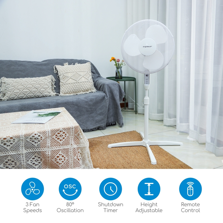 Aigostar - Ventilatore da pavimento 40W/230V 120 cm bianco