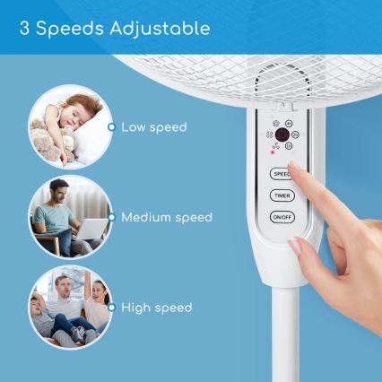 Aigostar - Ventilatore da pavimento 40W/230V 120 cm bianco