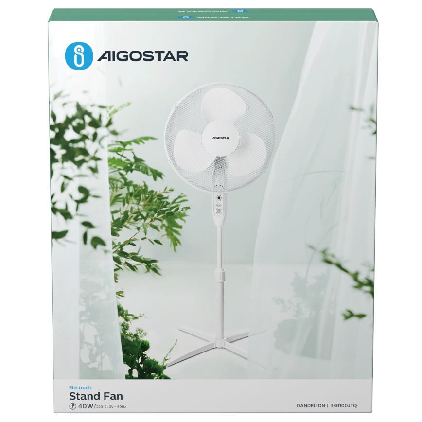 Aigostar - Ventilatore da pavimento 40W/230V 120 cm bianco