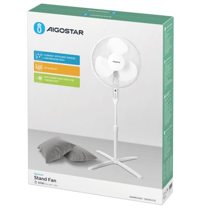 Aigostar - Ventilatore da pavimento 40W/230V 120 cm bianco