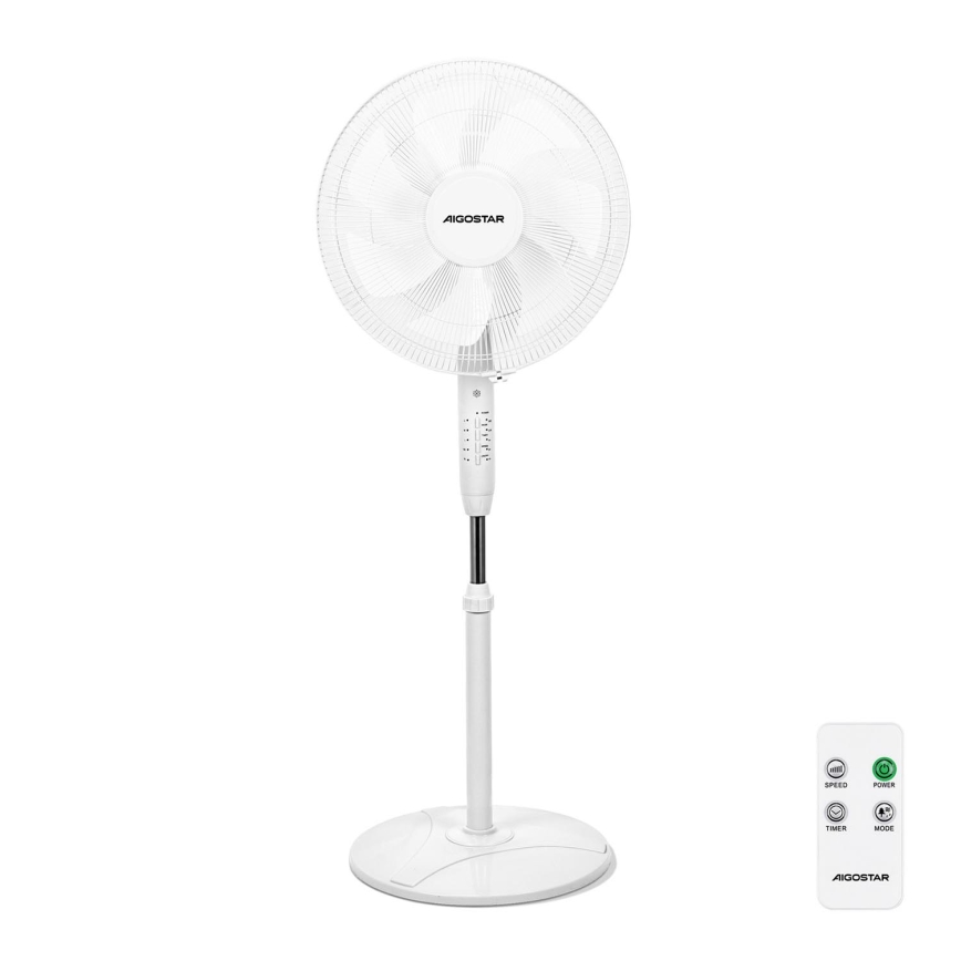Aigostar - Ventilatore da pavimento 60W/230V bianco con telecomando