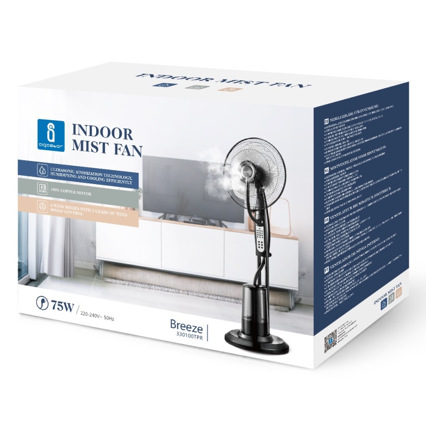 Aigostar - Ventilatore da pavimento con getto d'acqua 75W/230V + tc