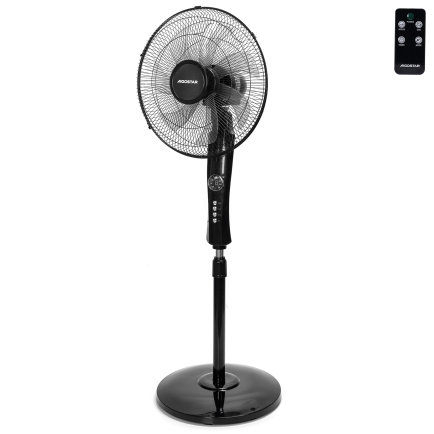 Aigostar - Ventilatore da piantana 50W/230V nero con telecomando